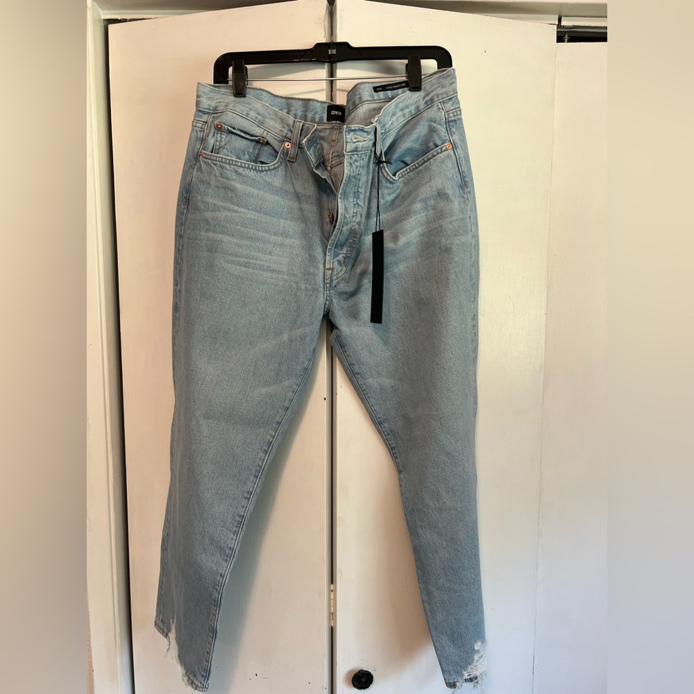 Edwin Hana Classic Straight Crop Light Blue Women's Jeans Size 33 NWT